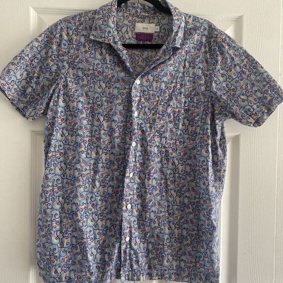 Onia Made With Liberty Fabric Rainbow Wave Size Small‎ multicolor casual brunch - Picture 1 of 8